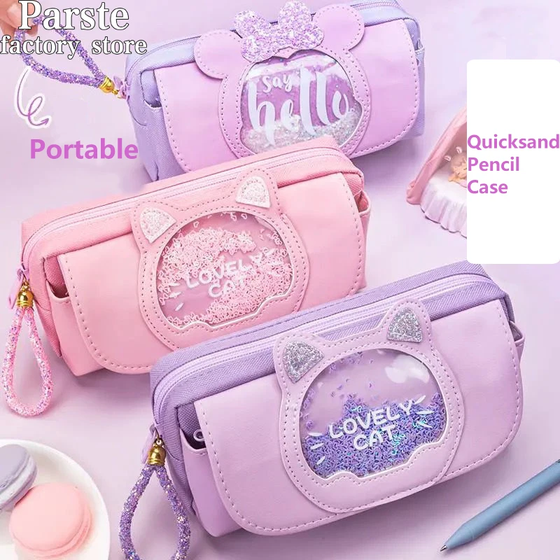 

Large Capacity Pencil Bag Pen Case for Girls Student Lovely Cat Candy Color Rulers Pouch Organizer Stationery School Supplies