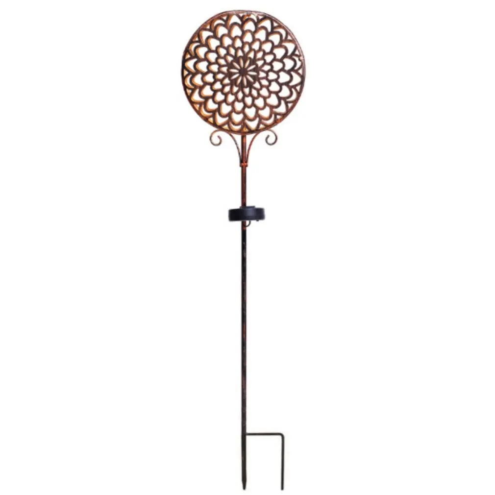 

Solar Ground Plug Light Wrought Iron Projection Light Hollow Round Drum Courtyard Solar Landscape Light Ground Plug Light