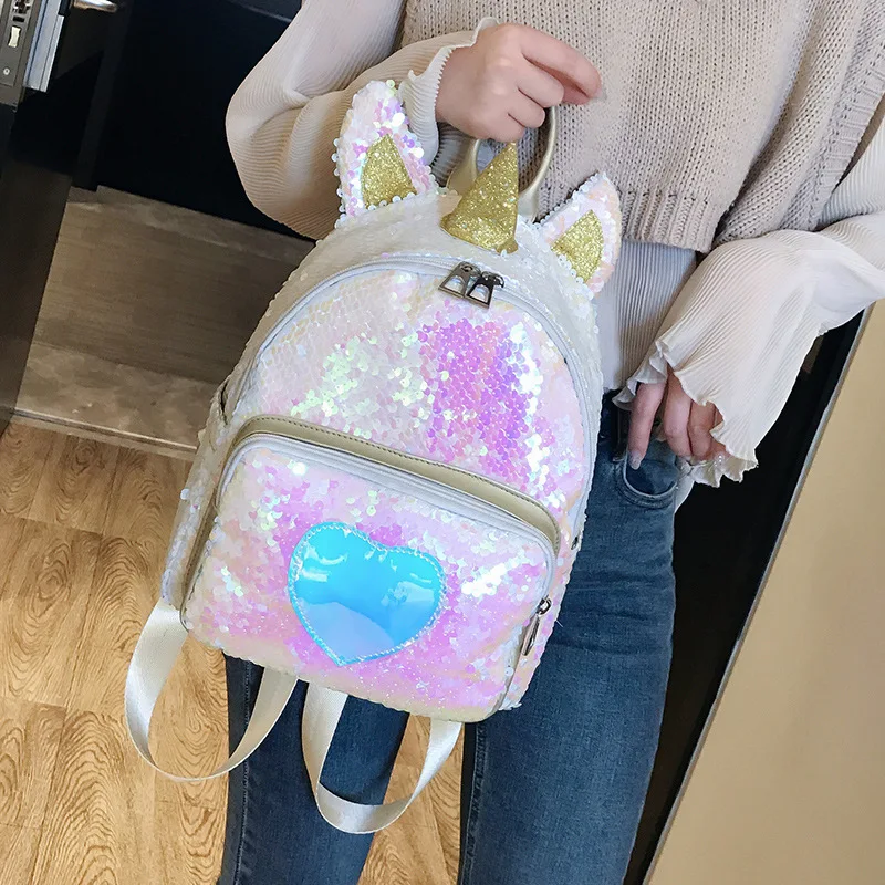 

2018 New Unicorn Backpack Girls Fashion Sequin Backpack Cartoon Cute Schoolbag Backpack Back Pack