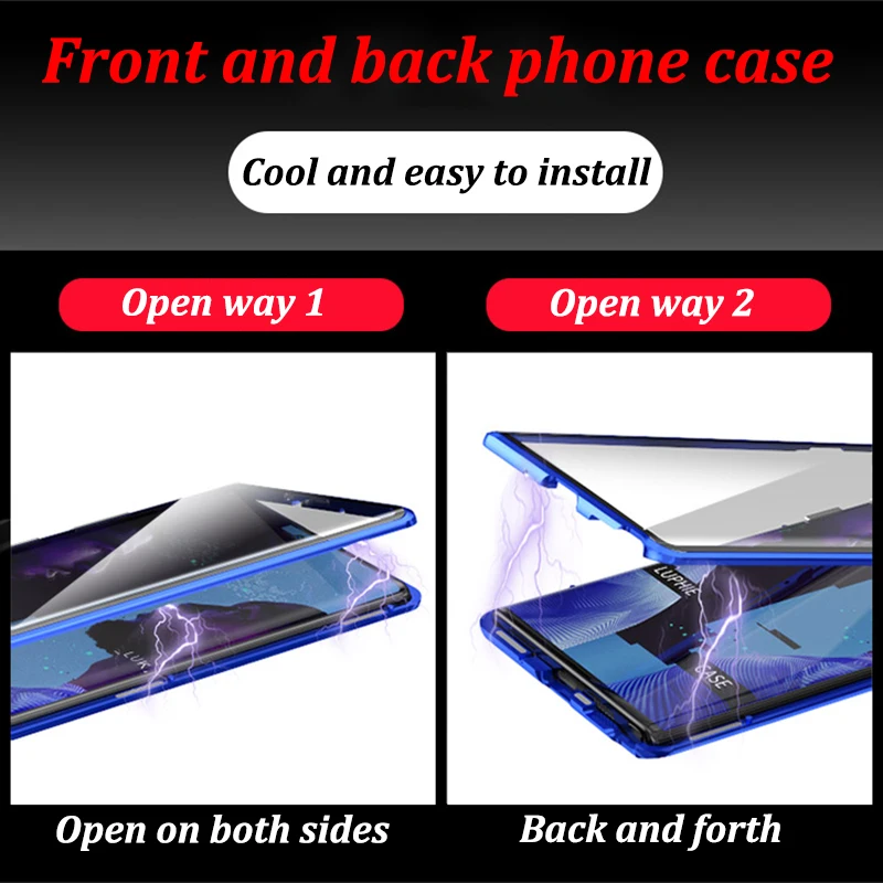 

Magnetic Metal Double Sided Glass Case For Samsung S21 A12 S20 FE Note 20 A31 A21S A21 A11 A51 A71 M51 M31 M21 A91 A81 A30 A20S