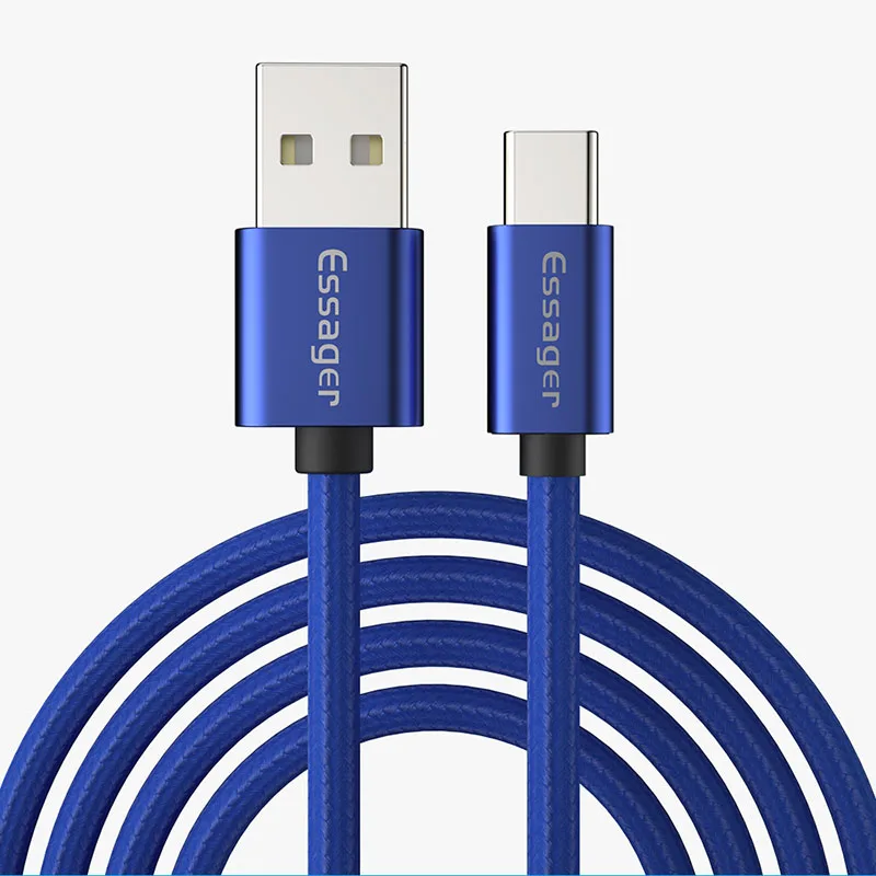 Blue Cable Кабель Essager 3A usb type-C для быстрой зарядки samsung S10 S9 USB-C быстрой зарядки для Xiaomi mi9 type-C Quick Charge 3,0 кабель для передачи данных - Цвет: Blue Cable