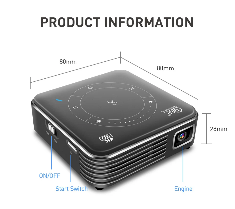 Vivicine P11 Newest Smart Pocket Mobile 3D Mini Projector,Support Miracast Airplay Wifi Home Video Proyector Beamer