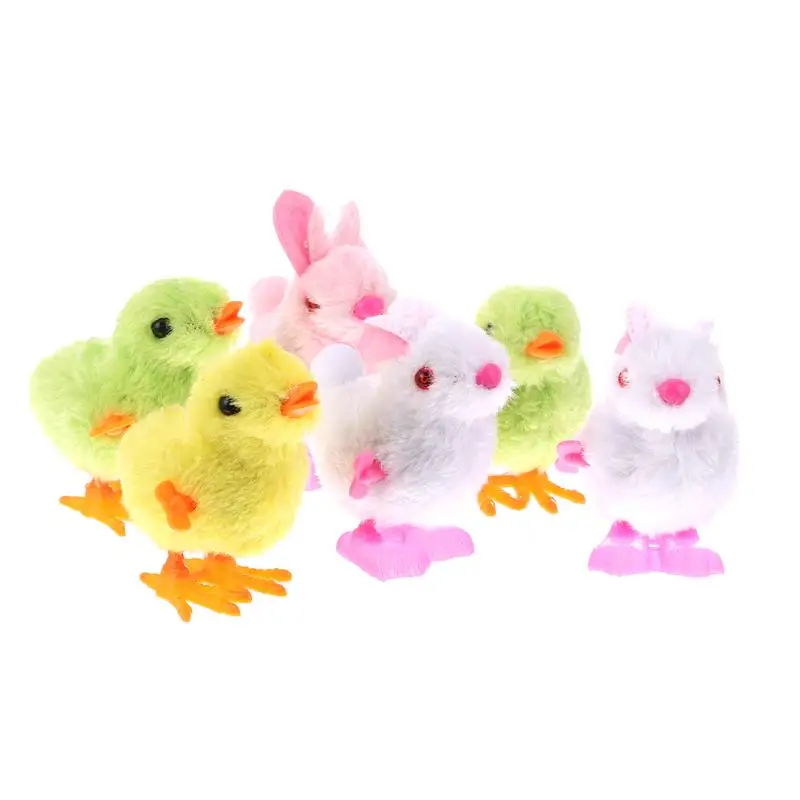 

6pcs Funny Fluffy Lovely Chicks And Bunnies Doll Toys Wind-up Toys Clockwork Toys