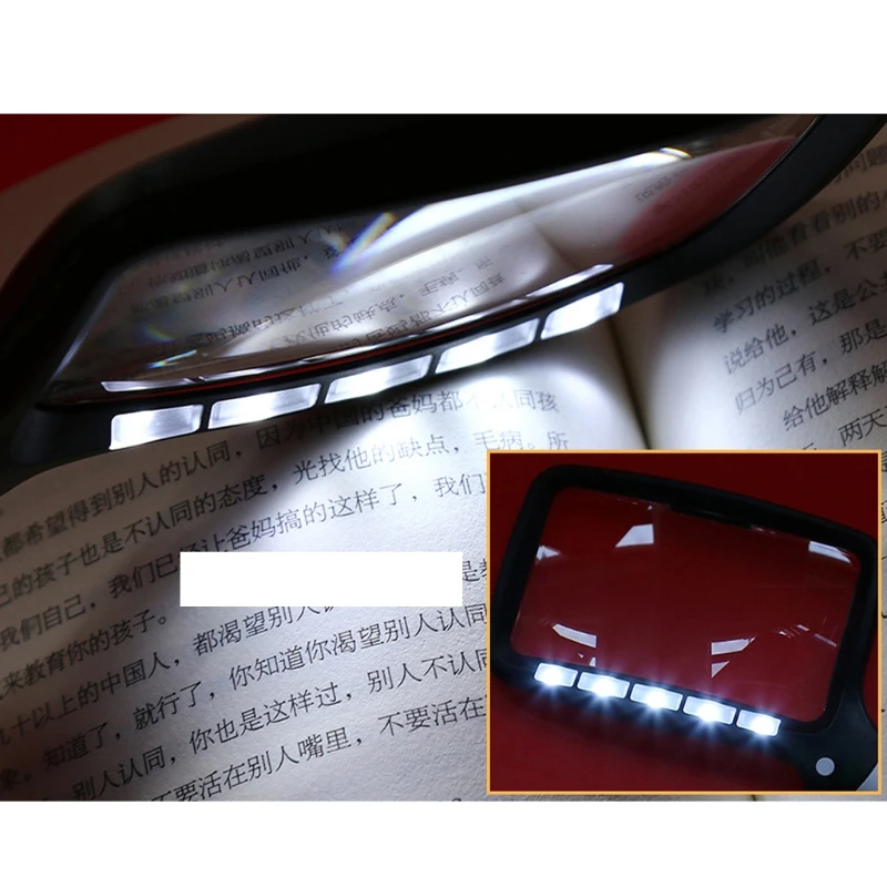 

Folding Handheld Magnifying Glass with 5LED LightRechargeable 2X Large Rectangle Reading Magnifiers for Seniors Childre