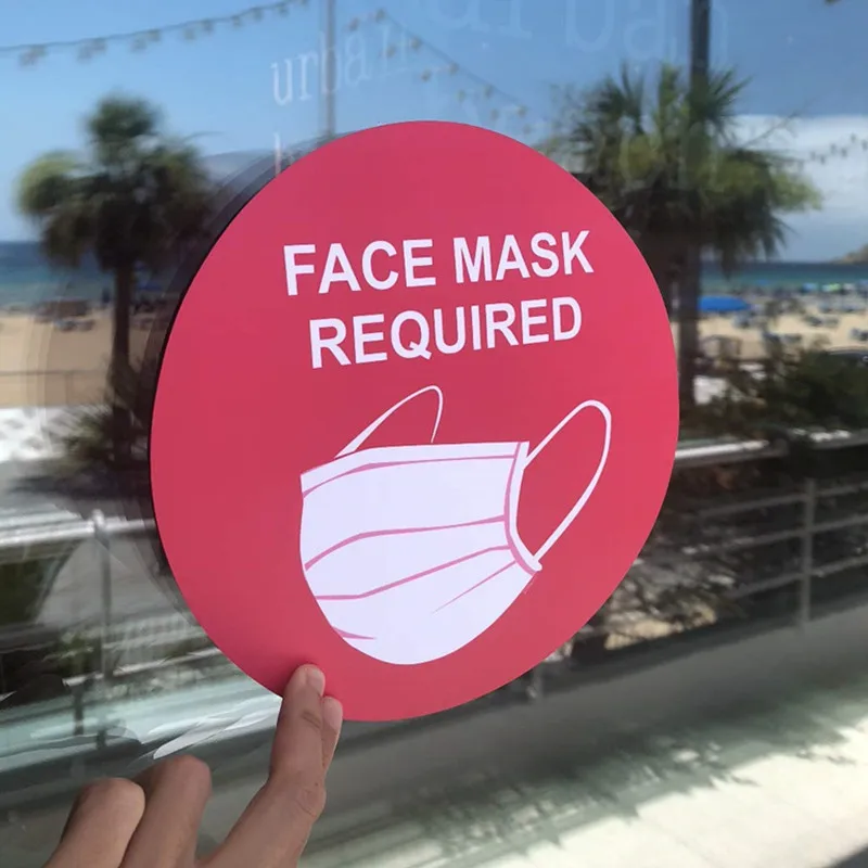 Face Mask Required Sign Wall Window Glass Signage Public Safety Decal Rounded Costumes Cosplay Accessories masque Mouth |