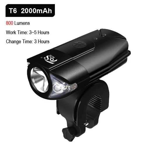 T6 2000 Black Шлем для езды на мотоцикле свет L2/T6 велосипедная фара, светодиодная фара USB Перезаряжаемые лампа MTB фонарь для велосипеда аксессуары - Цвет: T6 2000 Black