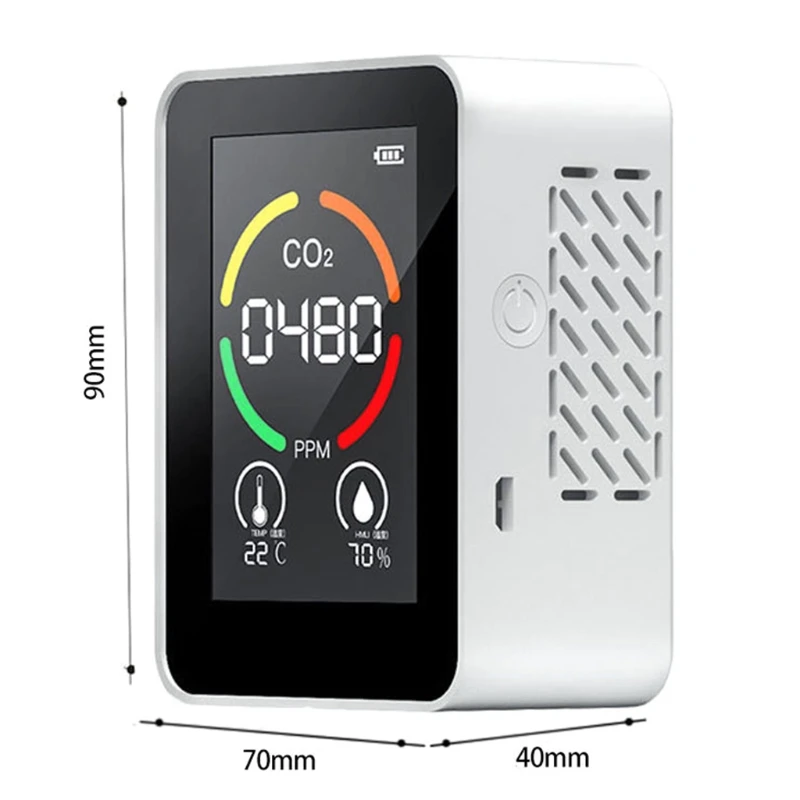 

Black White Indoor Air Quality Monitor with LED Digital Display LCD Screen High Precision Accuracy Air Analyzer
