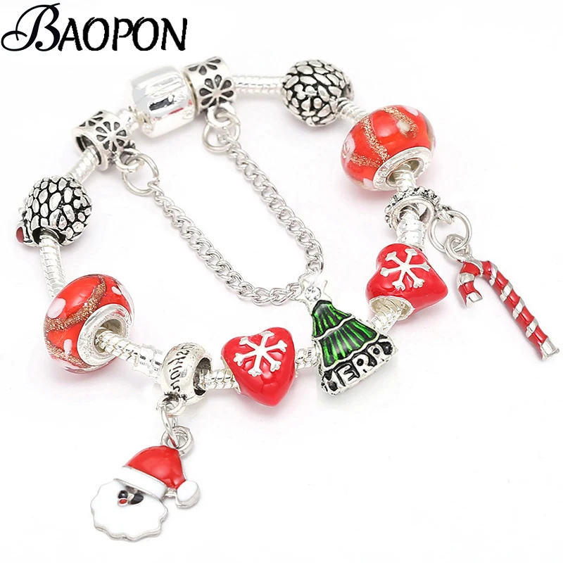 Женские браслеты с подвесками BAOPON Mickey эмалированные шарики Минни фирменный