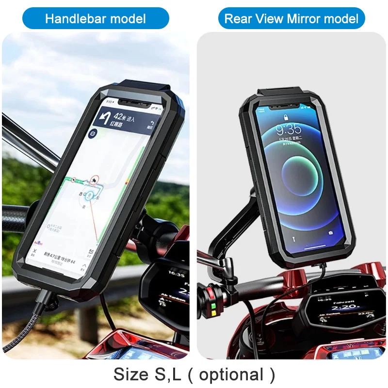 bike motorcycle phone holder waterproof handlebar rear view mirror bracket for 4 7 6 8 mobile phone with charging port free global shipping