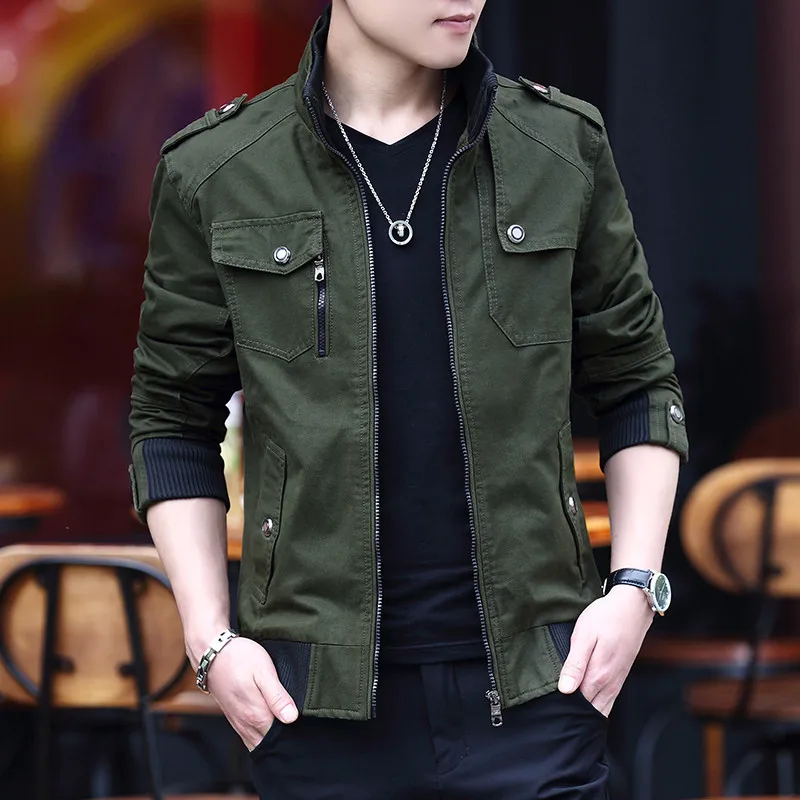 

Men Spring 2023 Windbreaker Autumn Bomber Casual Military Jacket Fashion Slim Outwear Mens Jackets Plus Size FYY207