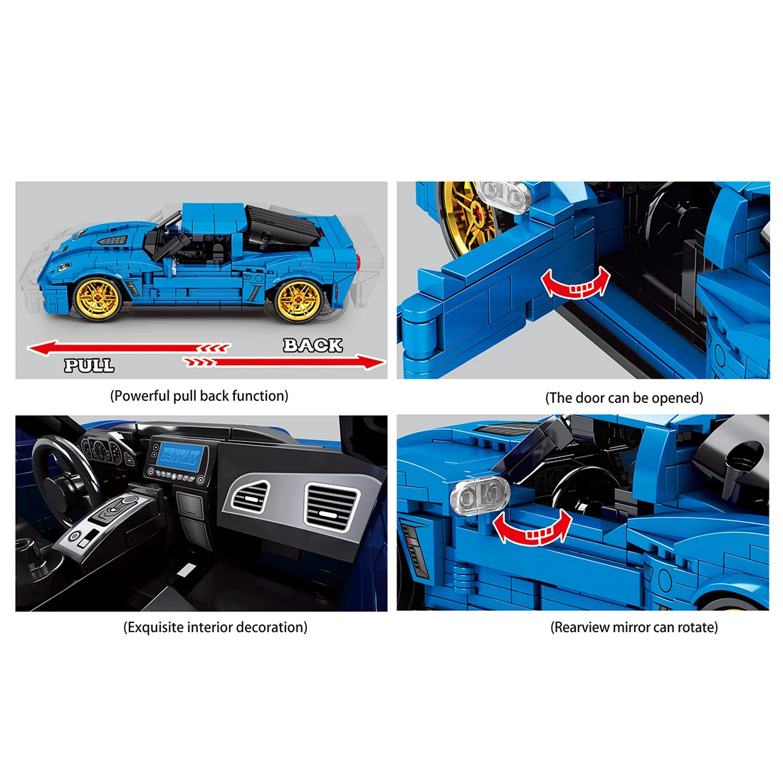 

668+Pcs Pull Back Car Building Blocks Sports Car Assembly Bricks Toys For Children Adult Creative Gift