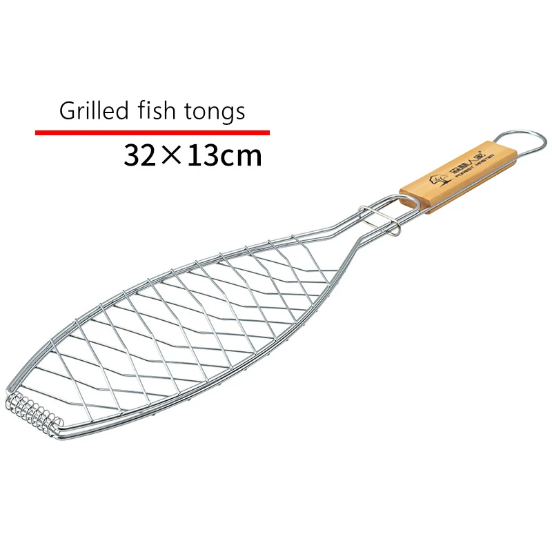 

Large Small Size Barbeque Accessories Mesh Clip Stainless Steel Barbecue Rack Vegetable Noodles Square Bbq Grilled Fish Tongs