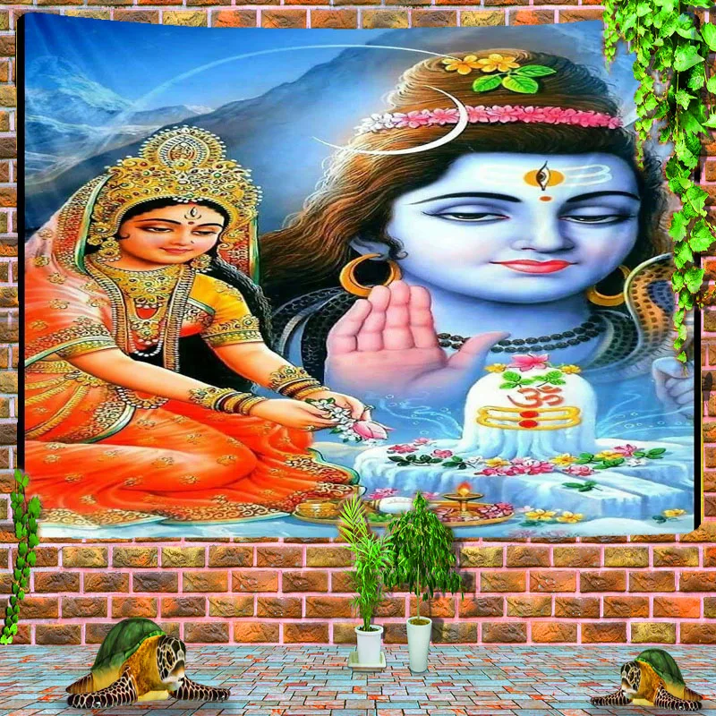 

Indian god Rashami Shiva tapestry wall hanging tapiz wall decoration Hindu god Vishnu Ganesha tapestry polyester home decoration