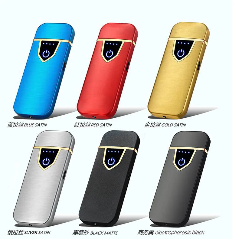 Ультра тонкая сигарета с зарядкой от usb металлическая зажигалка сенсорный экран