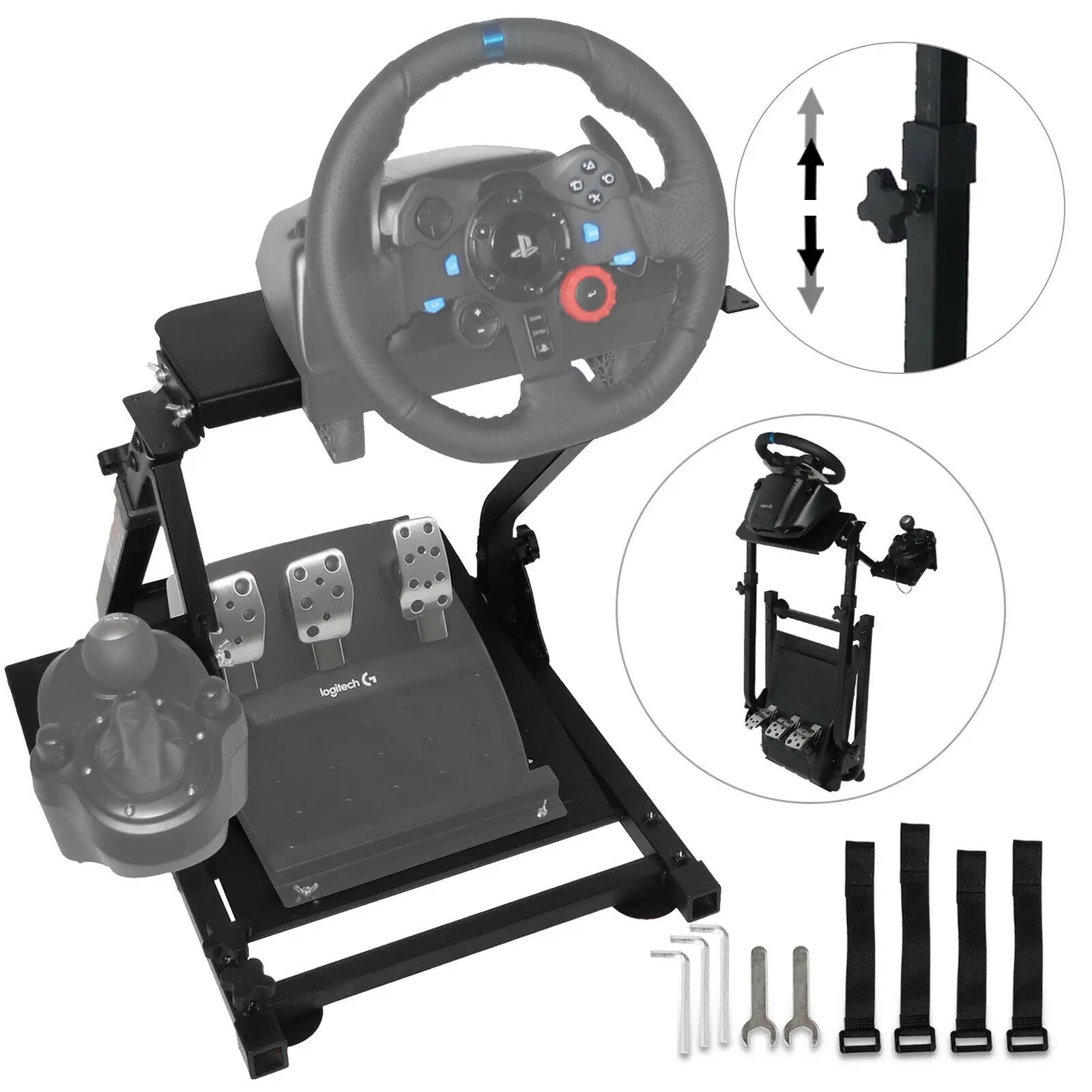 

2023 Racing Simulator Self-Career Steering Wheel Stand for Logitech G25 G27 G29 and G920 Folding Steering Wheel Stand