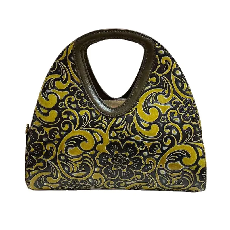 2021 New Flower Pattern Handbag Fashion Women's PU Leather Bag Shoulder Handbag Armpit Handbag Designer Handbag Wallet