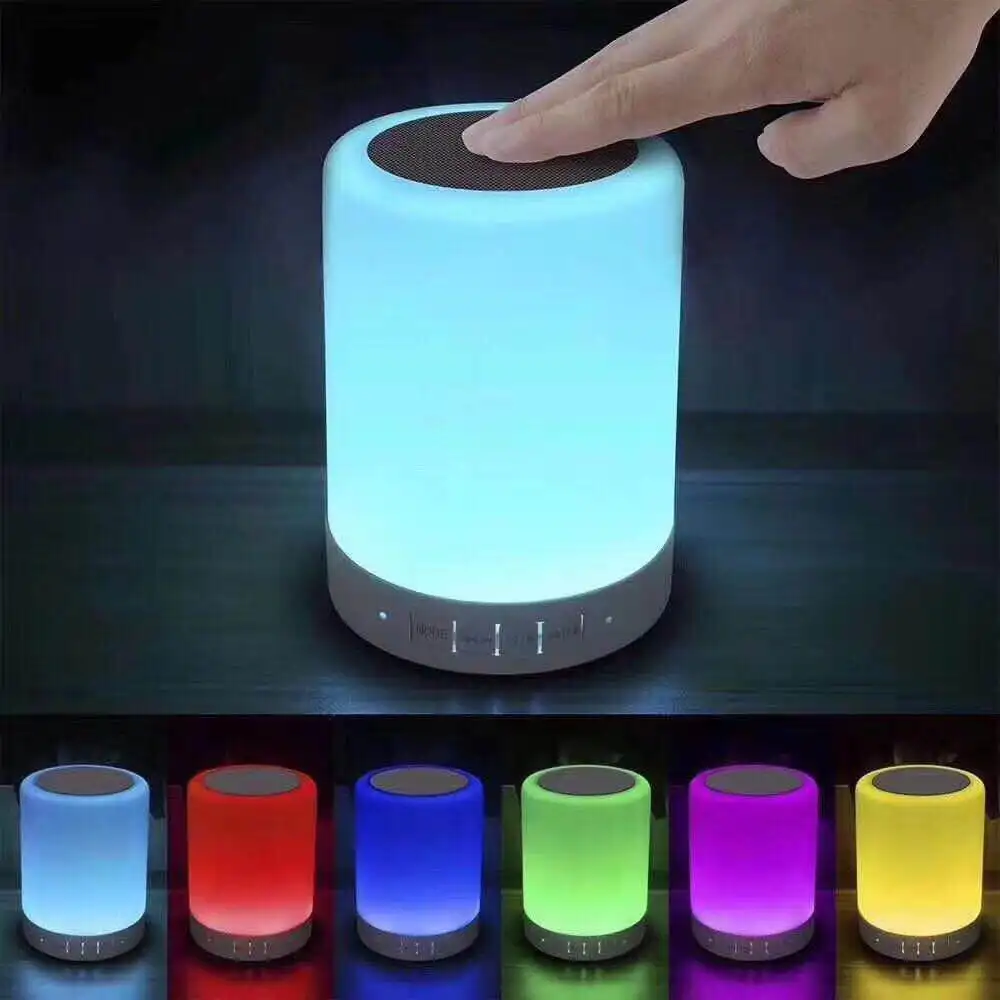 Wireless Portable Bluetooth Speaker Mini LED Music Audio AUX TF USB Stereo Sound Speaker 7 Colors Touch Control Lamp Table Lamp
