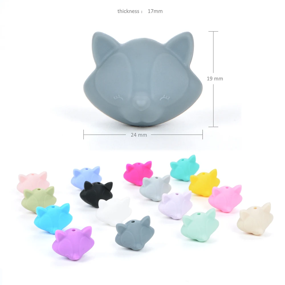 fox-mix 5 шт., мини силиконовые бусины в форме животных, Микки, собаки, для прорезывания зубов, ювелирные изделия, без бисфенола, пустышка на цепочке, детский прорезыватель, силиконовый, пищевой - Цвет: fox-mix