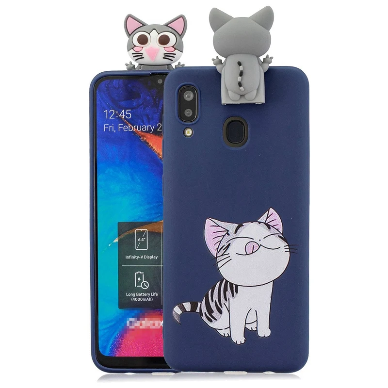 3D кролик медведь стенд игрушки мультфильм чехол для samsung A20 A20E Единорог кукла Galaxy |