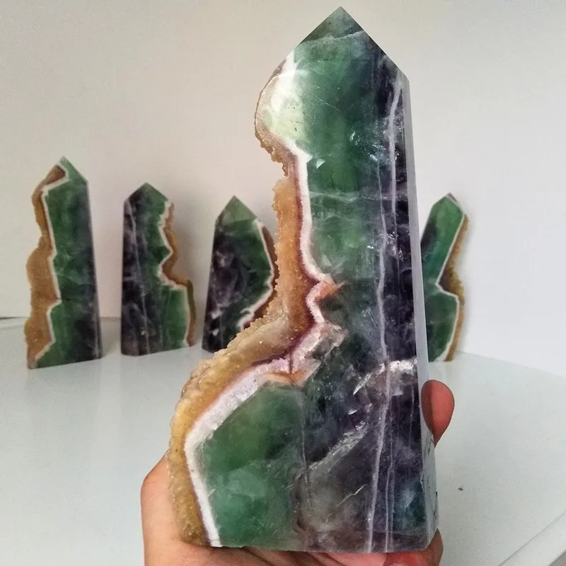 Натуральный камень зеленая флюоритовая Хрустальная палочка ТОЧКА фэн шуй сырой