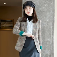 novelty plaid long sleeve blazers jackets coat women formal ol styles spring autumn business work wear outwear blaser tops