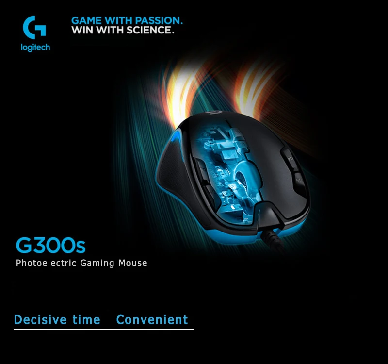 Logitech G300s оптическая игровая мышь для обеих рук USB Проводная 9 программируемая 2500