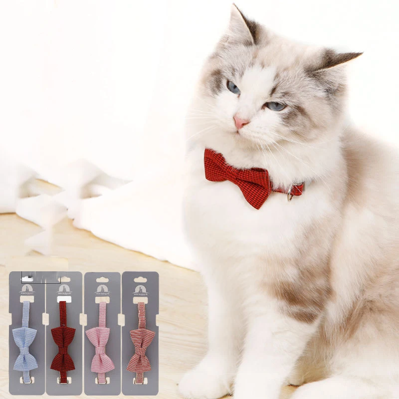 

Bow-knot Personalized Necklace So Pets Kittens Cat Collar Release Leash for Cats Collars Kitten Accessories Pet Kitty Strap Home