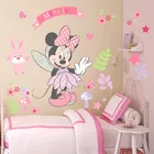 Мультяшные наклейки на стену с Микки и Минни для детской комнаты, спальни, настенные украшения, кино, постеры, дверные наклейки, подарки для детей
