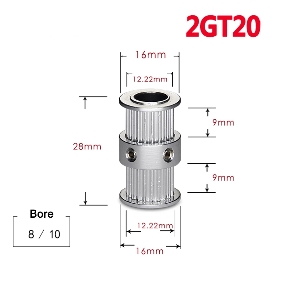 Зубчатый шкив GT2 с 20 зубьями двойной круглой головкой синхронная шестерня зубьев