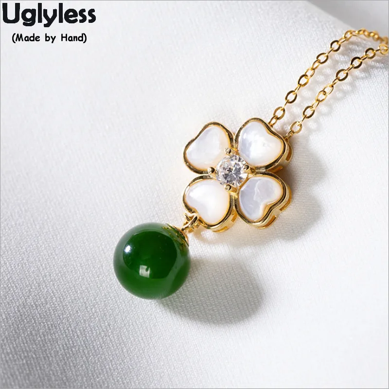 Uglyless Клевер из опала Ювелирные наборы для женщин природа Нефритовые Шары
