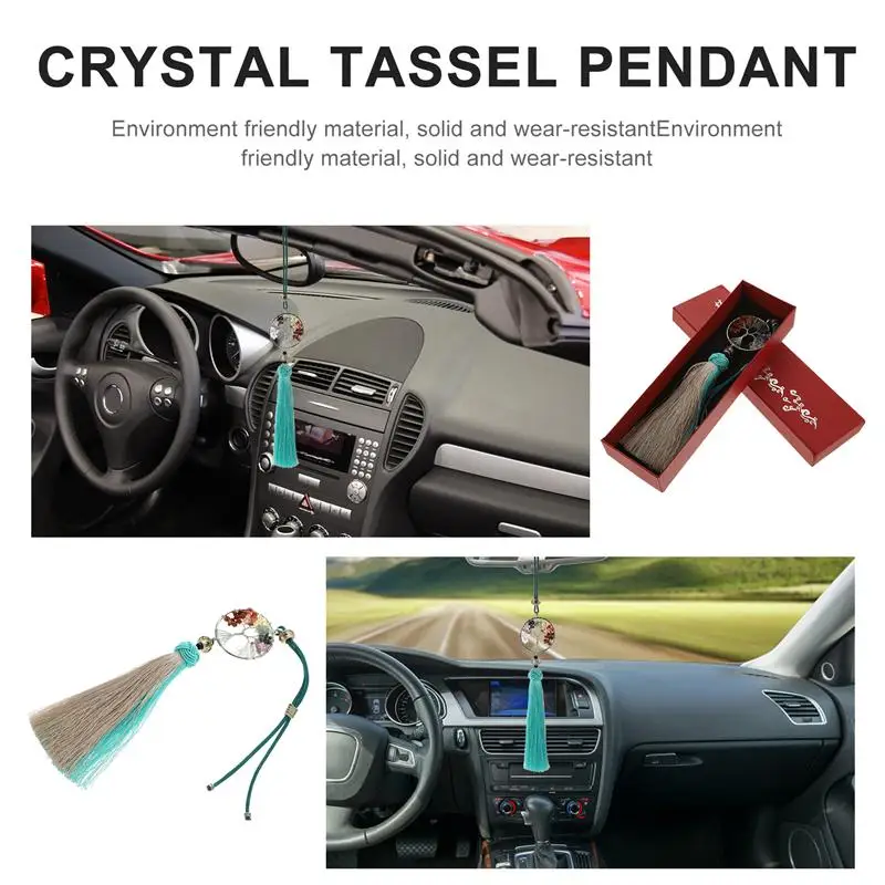 

1Pc Fortune Tree Hanging Pendant Car Adornment Crystal Tassel Pendant Hand-Woven Fortune Tree Pendant Car Adornment