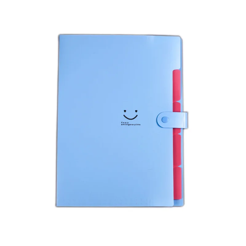 

Literary cute smiley face candy color folder creative separation multi-layer A4 folder 5 grid organ bag data paper storage bag