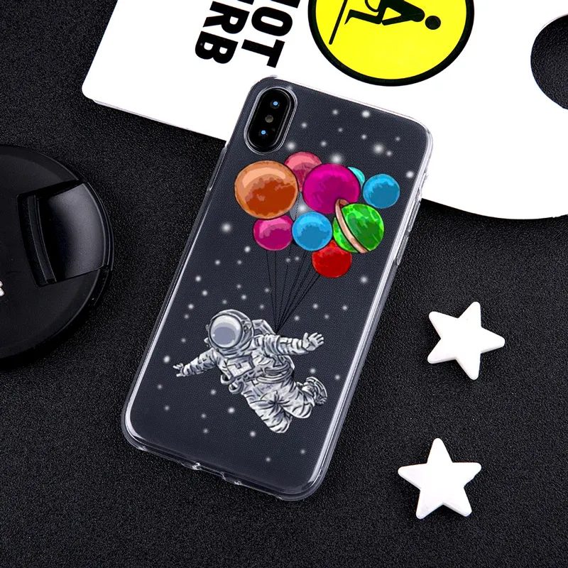 Чехол для телефона с забавными мультяшными астронавтами iPhone XR 8 7 6 6s Plus XS MAX X