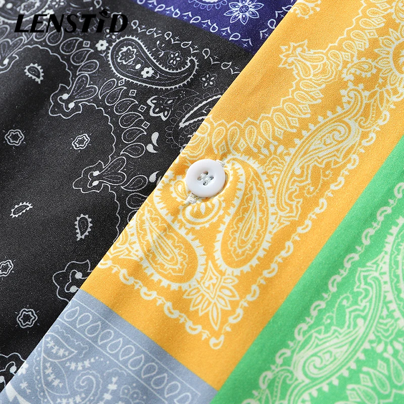 Мужская пляжная рубашка LENSTID в стиле хип-хоп бандана уличная одежда Харадзюку с