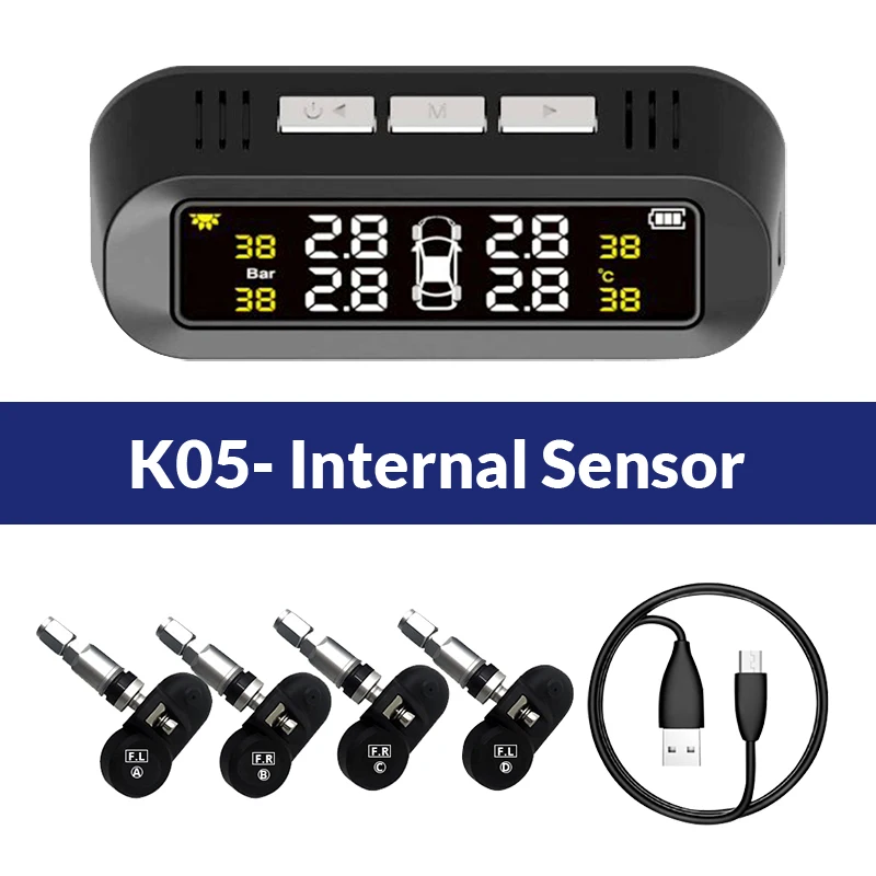K05-Built-in Sensor E-ACE умный автомобиль TPMS Солнечная зарядка автомобильная система контроля давления в шинах цифровой дисплей система сигнализации 4 внутренних датчика - Type: K05-Built-in Sensor