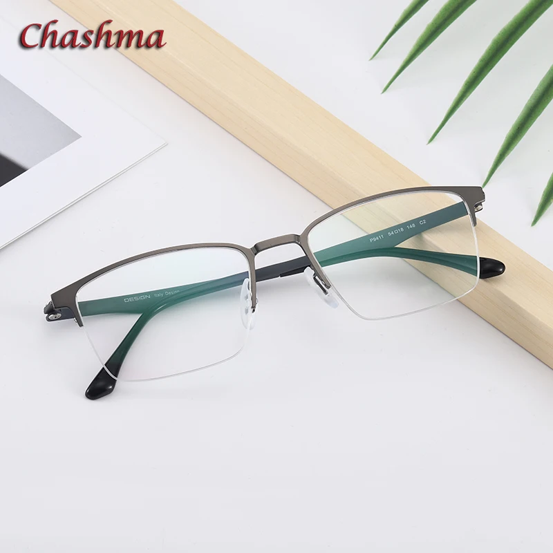 

Chashma Semi Frame Progressive Lenses Gentlemen Eyeglasses Men Optical Eyewear Alloy Titanium Prescription Glasses Spectacle