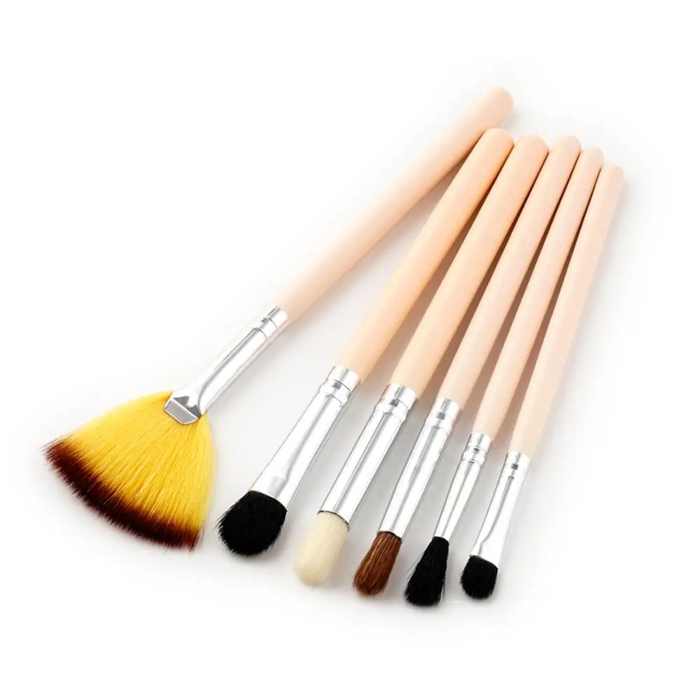 Beige NAQIER кисти для макияжа инструменты набор кистей для макияжа глаз 6 шт. тени для век подводка для глаз набор кистей для бровей pinceis Косметика pincel maquiagem - Handle Color: Beige