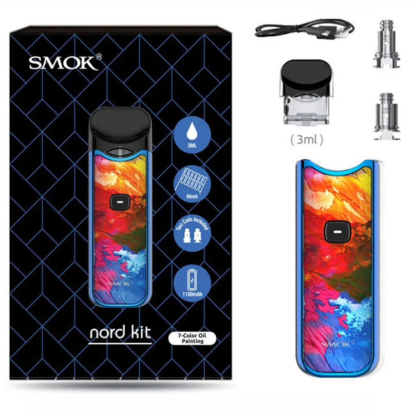 7 color oil paiting Smok Nord Pod vape комплект с аккумулятором 1100 мАч 3 мл картридж сетка спиральная электронная сигарета Vape pod Kit vs SMOK novo - Цвет: 7 color oil paiting