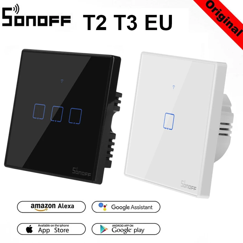 Панель Sonoff T2 T3EU Wi Fi RF433Mhz/приложение/сенсорное управление беспроводной смарт
