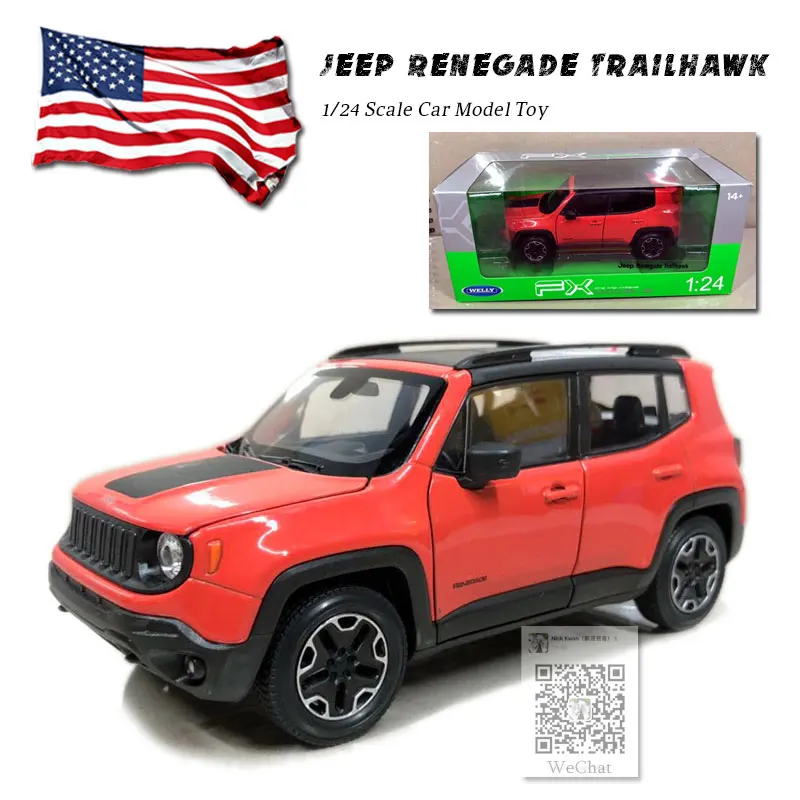 RIAN DAY 1/24 масштабная модель автомобиля SUV Toys Jeep Renegade Trailhawk литая металлическая модель автомобиля игрушка для подарка/коллекции/детей - Цвет: Оранжевый
