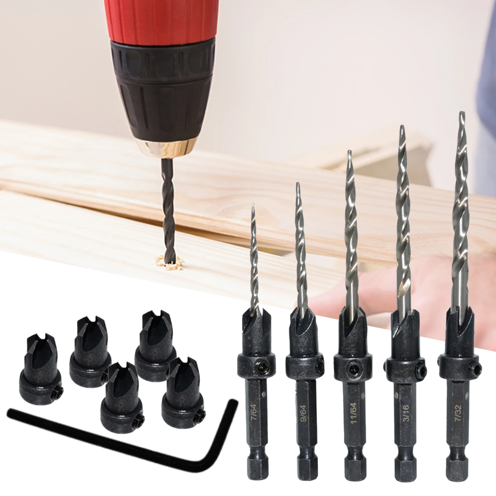 

Сверла по дереву с шестигранным хвостовиком, 1/4 дюйма, 11 шт.