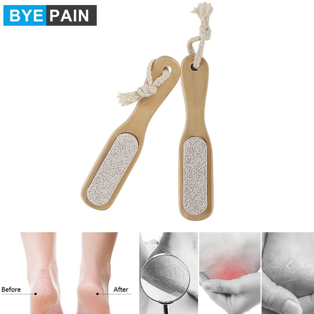 

1Pcs Foot Pumice Stone Brush With Hanging Rope and Wooden Handle, Smoother Body skin Exfoliator Pedicures Calluses Remover
