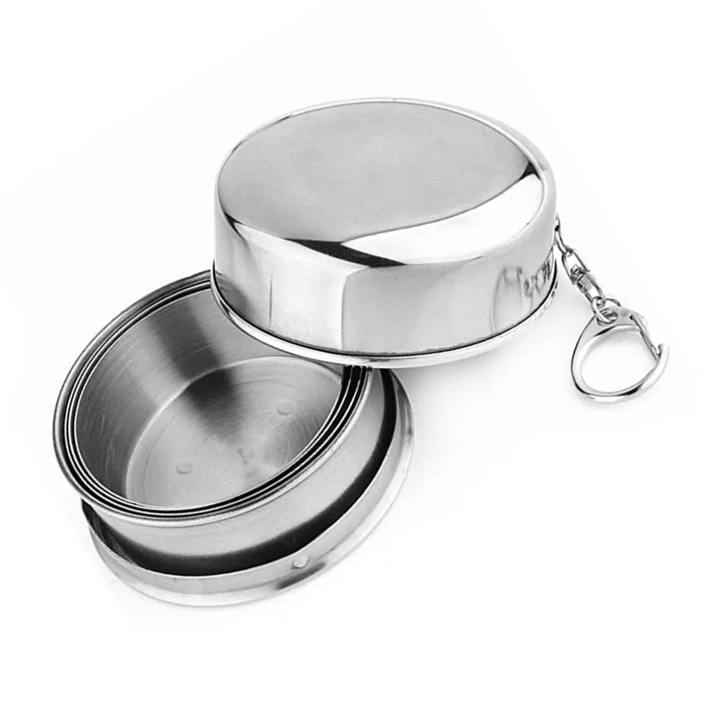 Складная чашка из нержавеющей стали с брелком Портативные Выдвижные