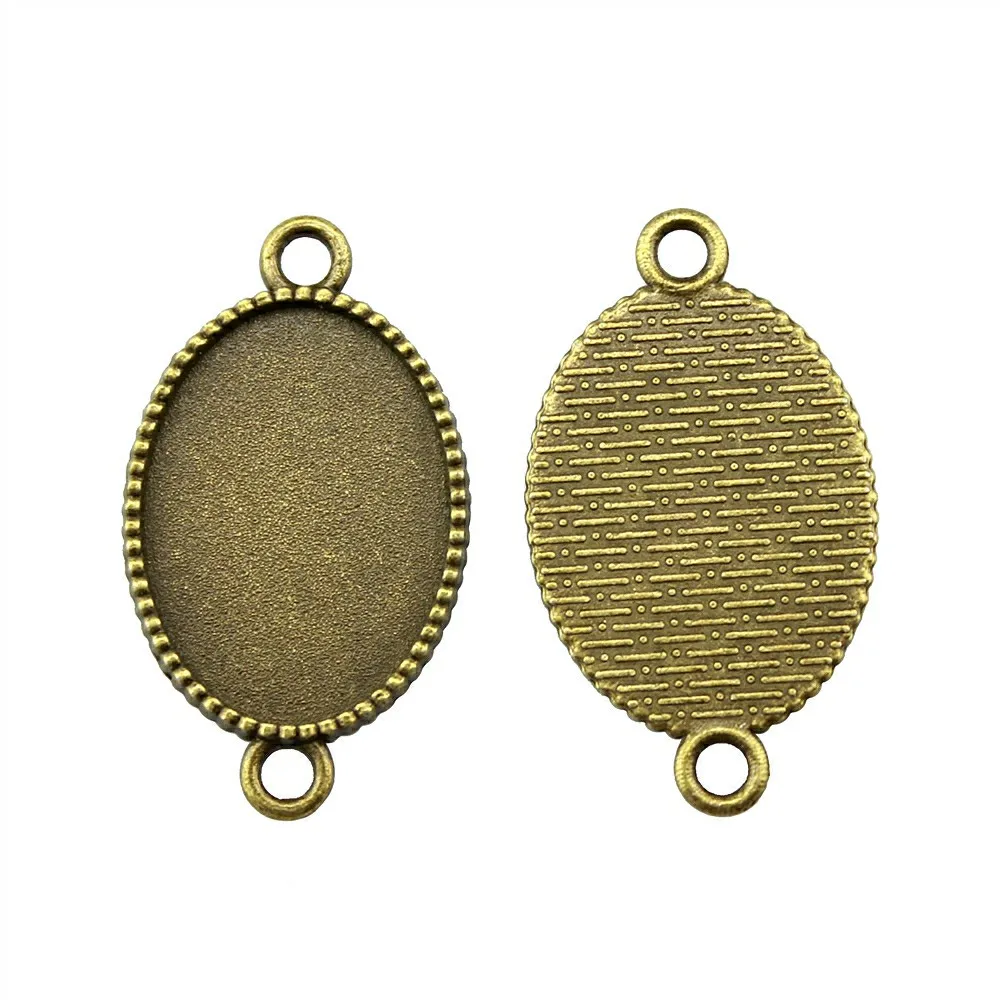 

10pcs 18x25mm Inner Size Cabochon Base Setting Connector 2 Colors Antique , Antique Bronze Color Connector Base Setting