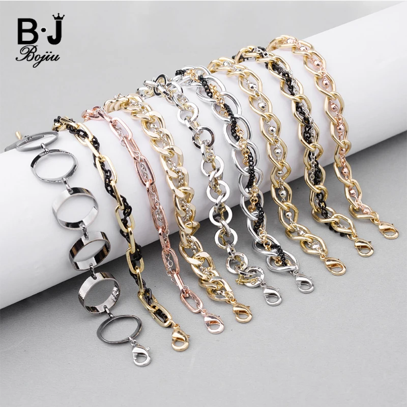 Регулируемая цепь BOJIU из кубинской панцирной цепи и браслеты звеньев для женщин