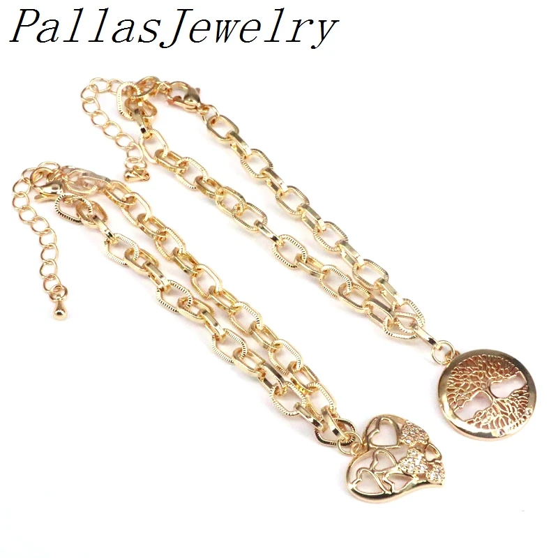 

6Pcs New Tree / Heart/Lock Bracelets For Women Party Gift Fashion Link Chain Charm Bracelets Jewelry