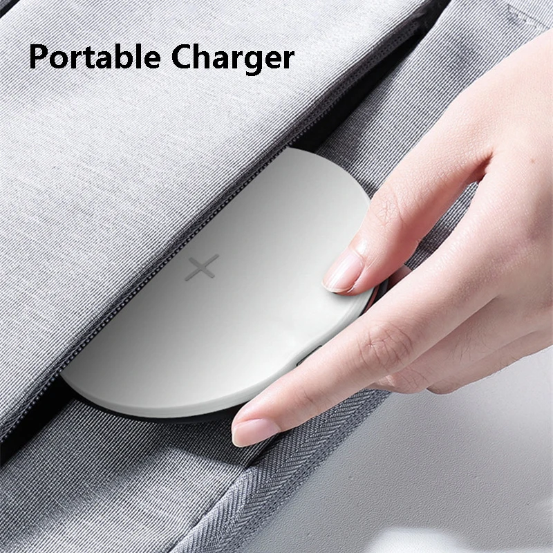 

15W QI Wireless Charger Portable Charging Station For iPhone 12 Pro Max Mini Ultra-Thin Round Desktop Fast Charging Phone Holder