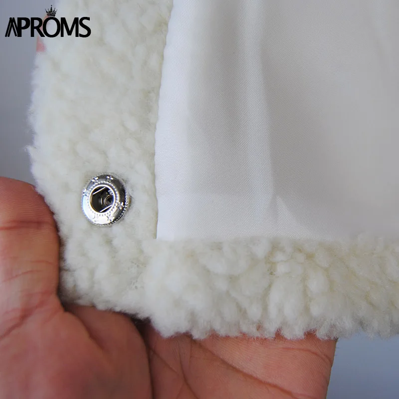 Aproms элегантная однотонная укороченная плюшевая куртка для женщин с передними