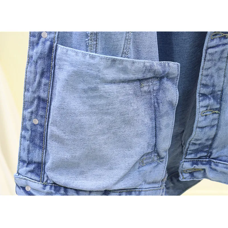 

Spring Autumn Korean style Removable Hooded Denim Women Oversized Loose Jeans Jacket Coat Female Vintage Short Outerwear