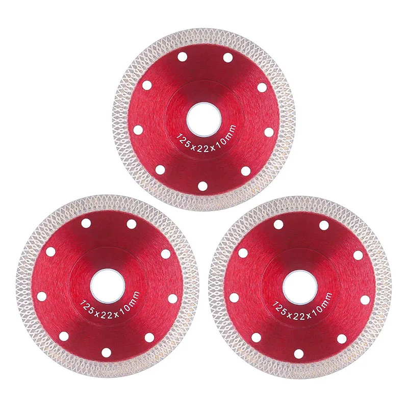 

3pcs 125mm Diamond Saw Blade Red Mesh Wave Style Blade Wave Diamond Ceramic Tile Ceramic Dry Cutting Disk Tool For Angle Grinder